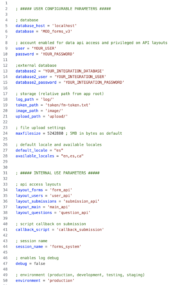 Backend Configuration File
