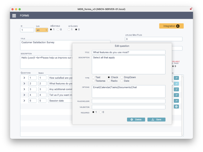 Form Item Configuration