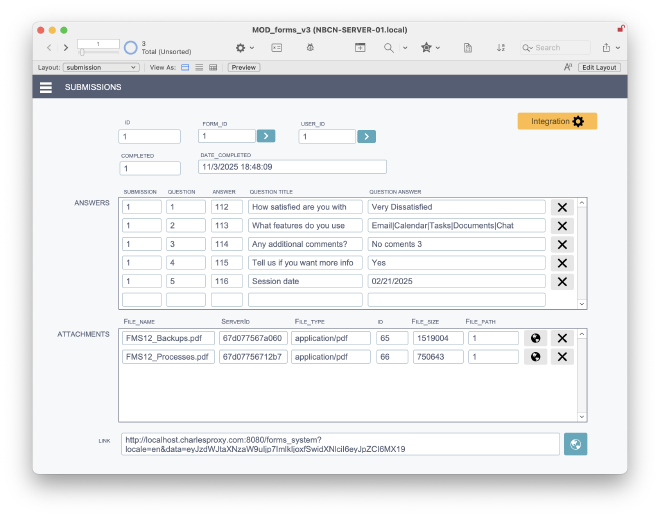 Completed Form Submission
