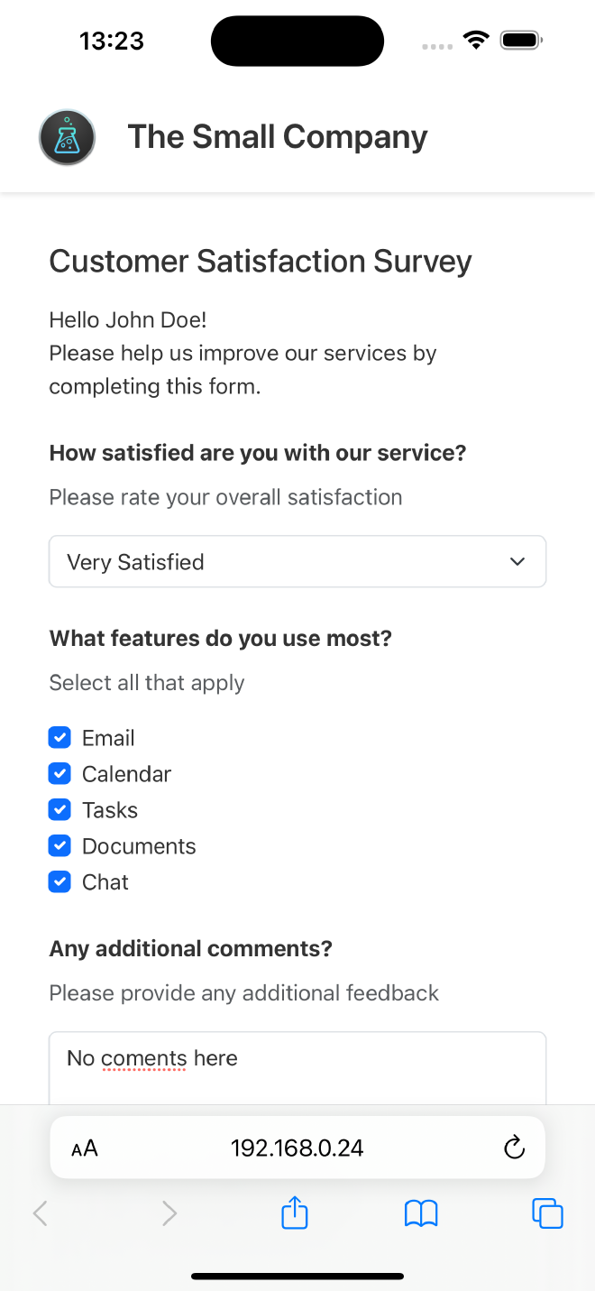 iPhone 15 Form Input